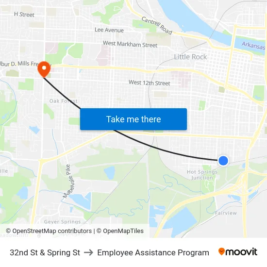 32nd St & Spring St to Employee Assistance Program map