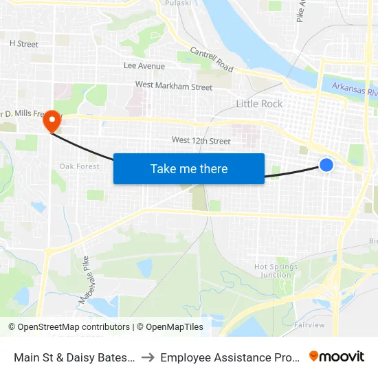 Main St & Daisy Bates Ave to Employee Assistance Program map