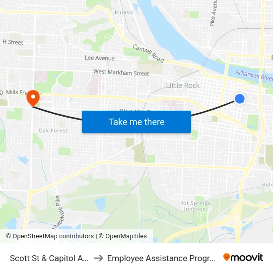 Scott St & Capitol Ave to Employee Assistance Program map