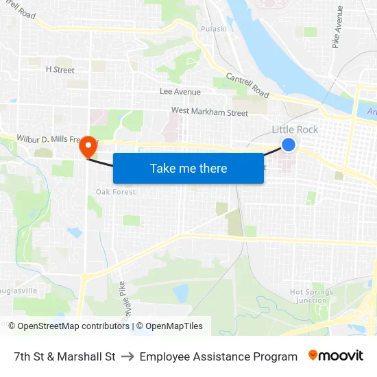 7th St & Marshall St to Employee Assistance Program map