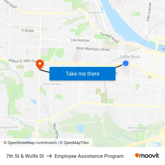 7th St & Wolfe St to Employee Assistance Program map