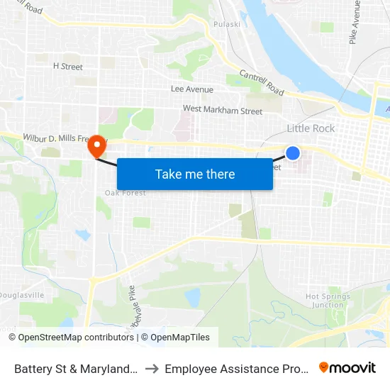 Battery St & Maryland Ave to Employee Assistance Program map