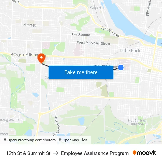 12th St & Summit St to Employee Assistance Program map
