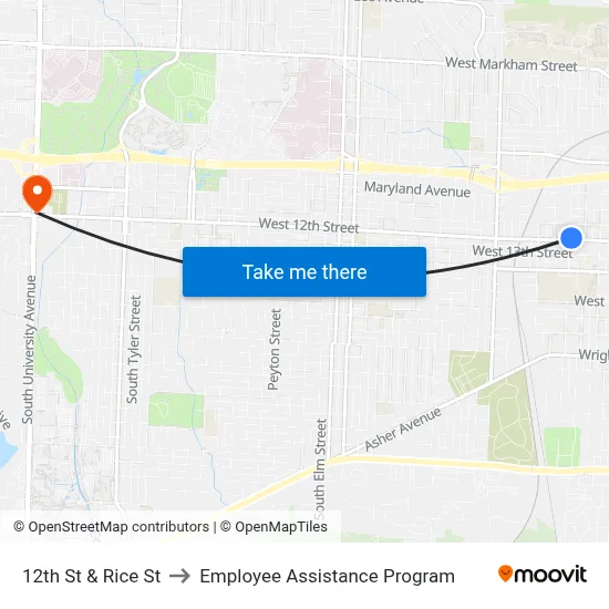 12th St & Rice St to Employee Assistance Program map