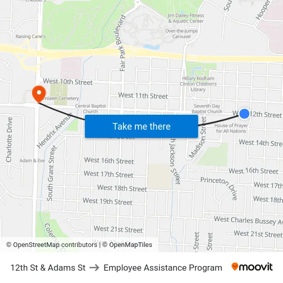 12th St & Adams St to Employee Assistance Program map