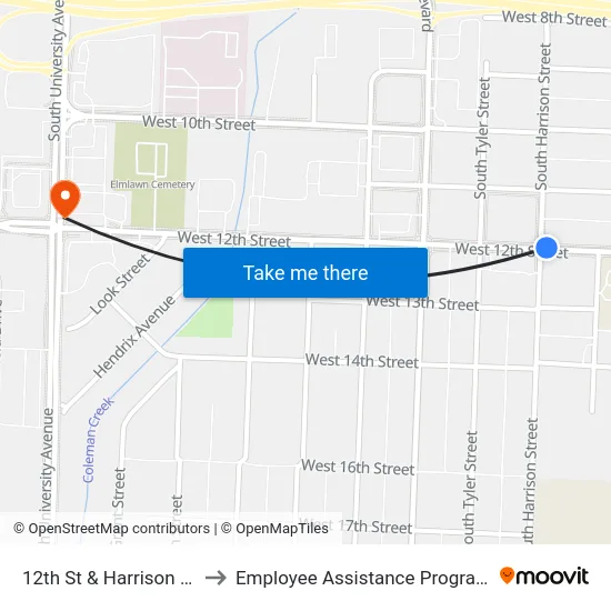 12th St & Harrison St to Employee Assistance Program map