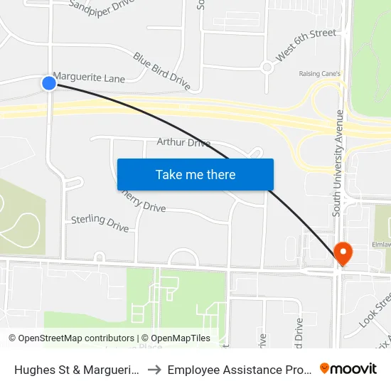 Hughes St & Marguerite Ln to Employee Assistance Program map