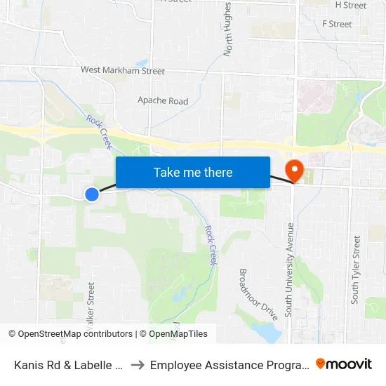 Kanis Rd & Labelle Dr to Employee Assistance Program map