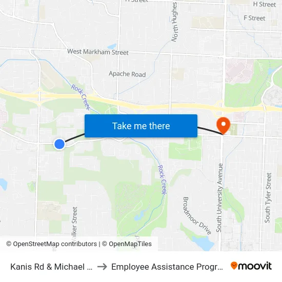 Kanis Rd & Michael Dr to Employee Assistance Program map