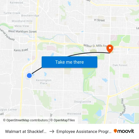 Walmart at Shackleford to Employee Assistance Program map