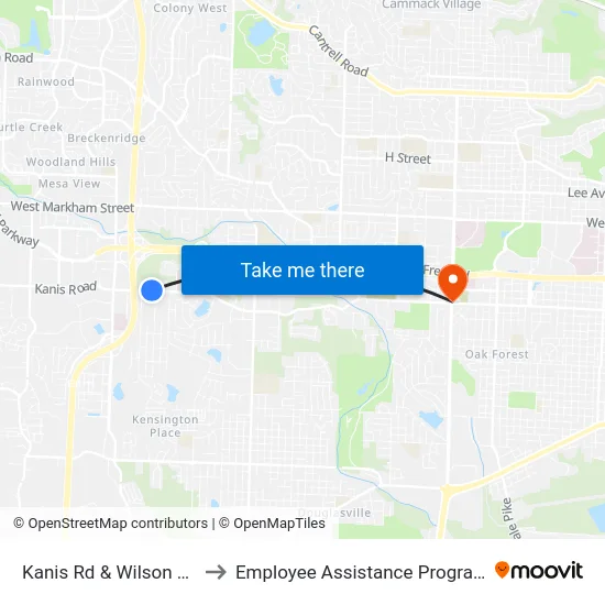 Kanis Rd & Wilson Rd to Employee Assistance Program map