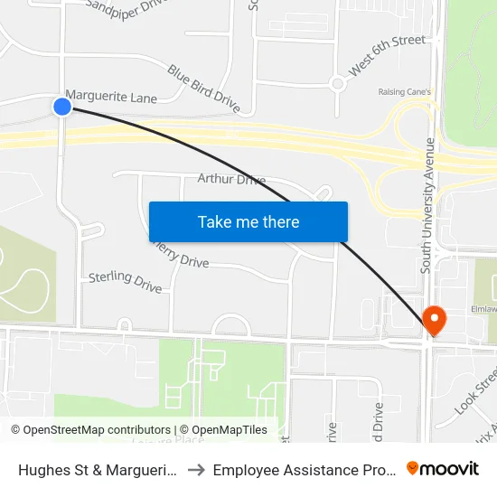 Hughes St & Marguerite Ln to Employee Assistance Program map