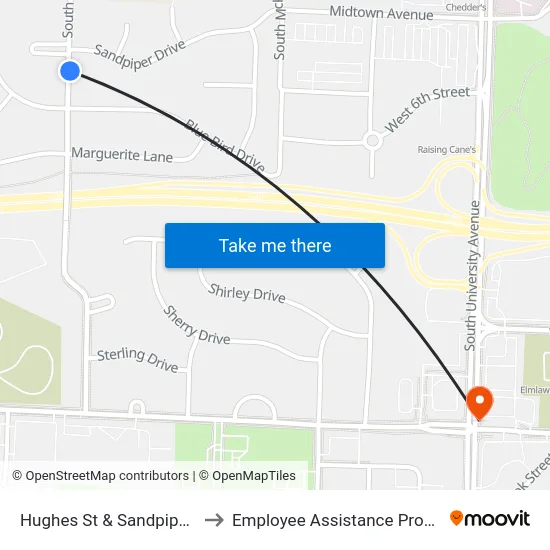 Hughes St & Sandpiper Dr to Employee Assistance Program map