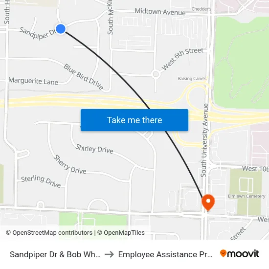 Sandpiper Dr & Bob White Dr to Employee Assistance Program map