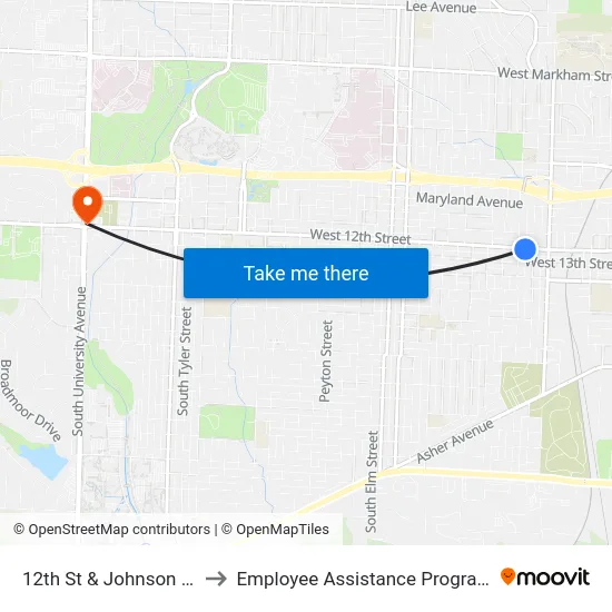 12th St & Johnson St to Employee Assistance Program map
