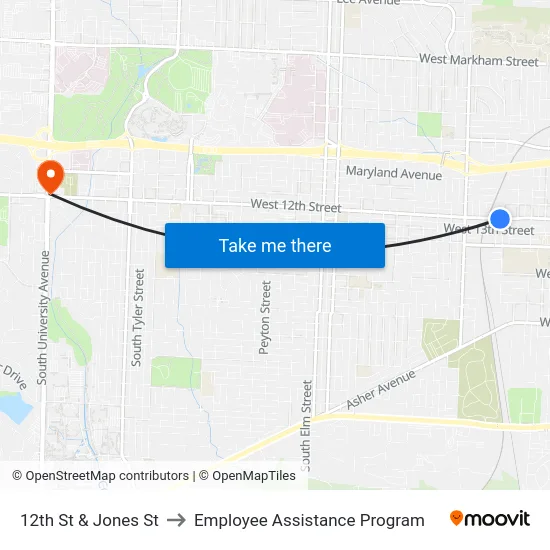 12th St & Jones St to Employee Assistance Program map