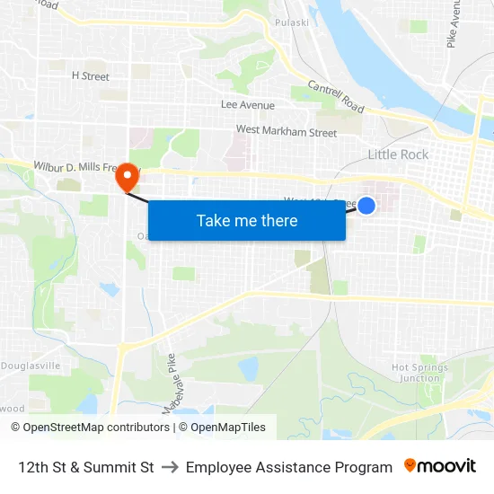 12th St & Summit St to Employee Assistance Program map
