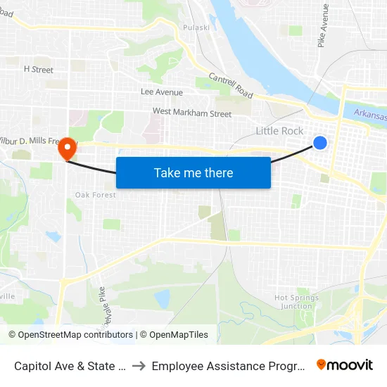 Capitol Ave & State St to Employee Assistance Program map