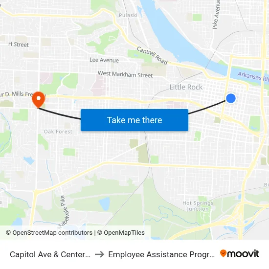 Capitol Ave & Center St to Employee Assistance Program map