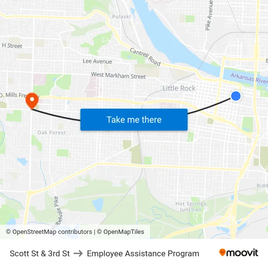 Scott St & 3rd St to Employee Assistance Program map