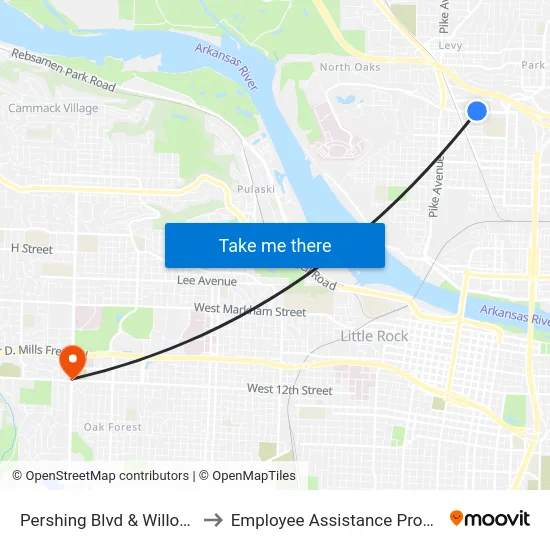 Pershing Blvd & Willow St to Employee Assistance Program map