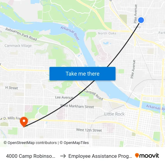 4000 Camp Robinson Rd to Employee Assistance Program map