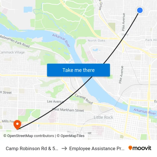 Camp Robinson Rd & 50th St to Employee Assistance Program map