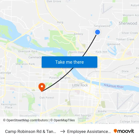 Camp Robinson Rd & Tanglewood Dr to Employee Assistance Program map