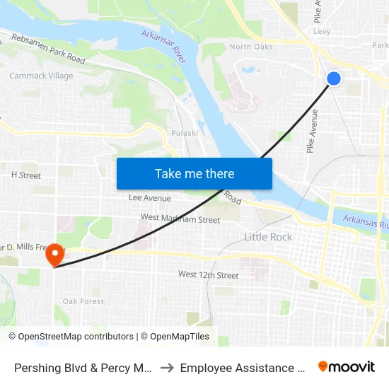 Pershing Blvd & Percy Machin Dr to Employee Assistance Program map