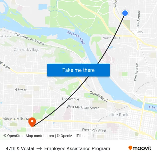 47th & Vestal to Employee Assistance Program map