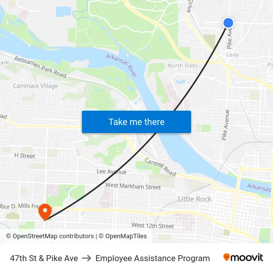 47th St & Pike Ave to Employee Assistance Program map