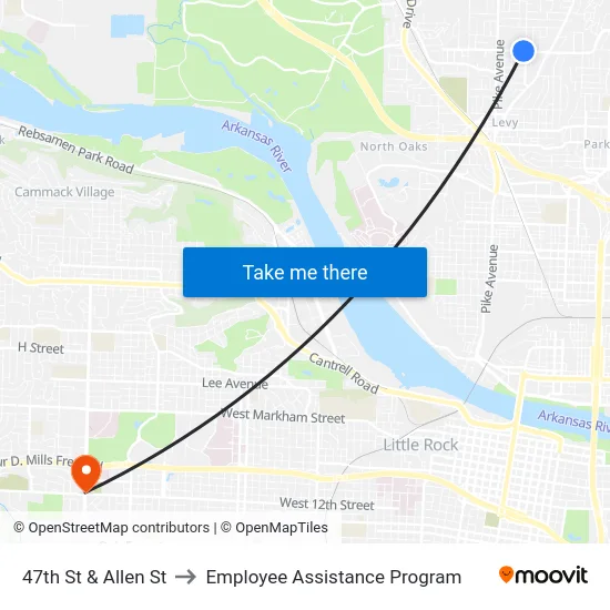 47th St & Allen St to Employee Assistance Program map