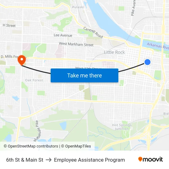 6th St & Main St to Employee Assistance Program map