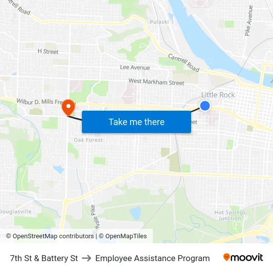 7th St & Battery St to Employee Assistance Program map