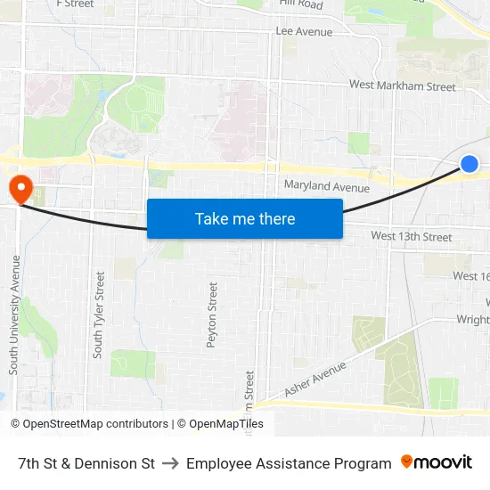 7th St & Dennison St to Employee Assistance Program map