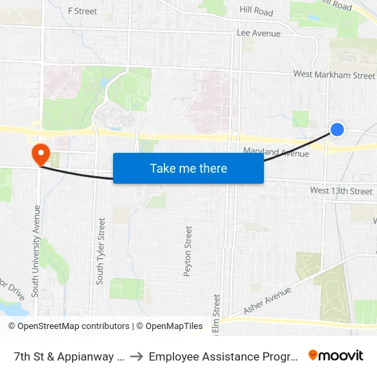 7th St & Appianway St to Employee Assistance Program map