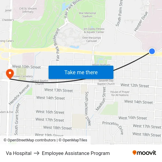 Va Hospital to Employee Assistance Program map