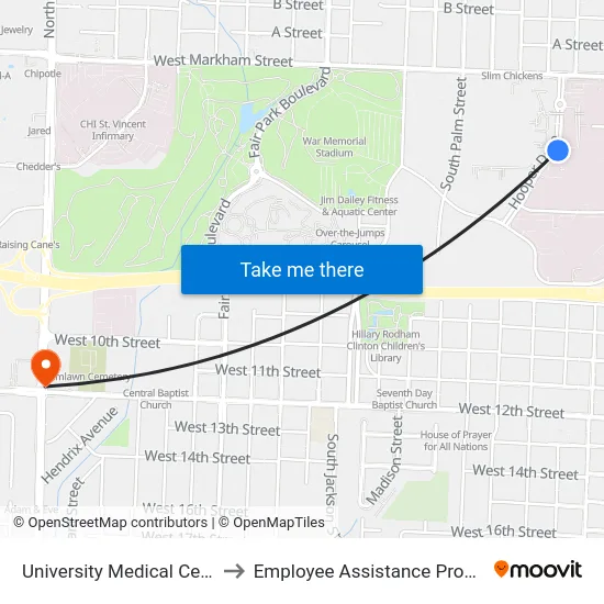 University Medical Center to Employee Assistance Program map