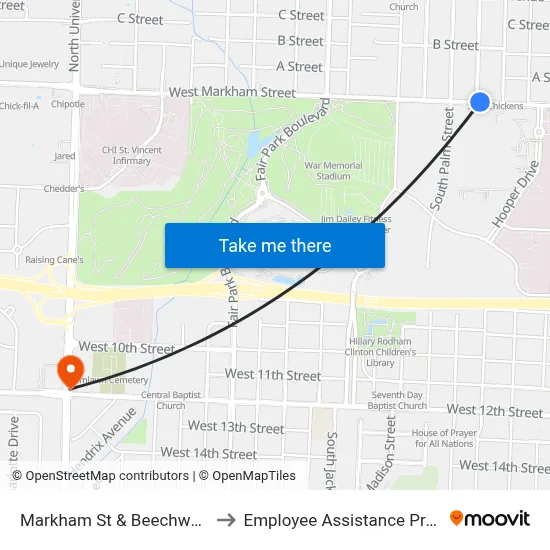 Markham St & Beechwood St to Employee Assistance Program map