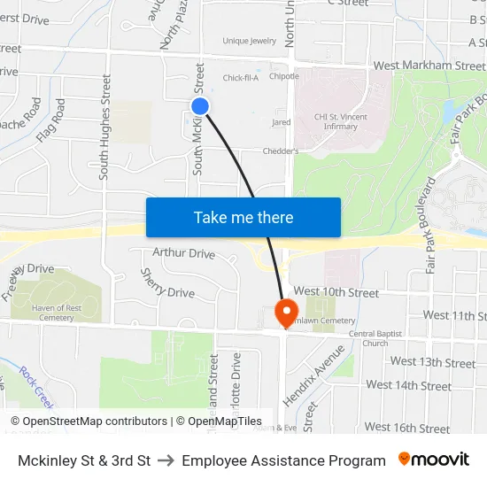 Mckinley St & 3rd St to Employee Assistance Program map