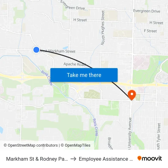 Markham St & Rodney Parham Rd to Employee Assistance Program map