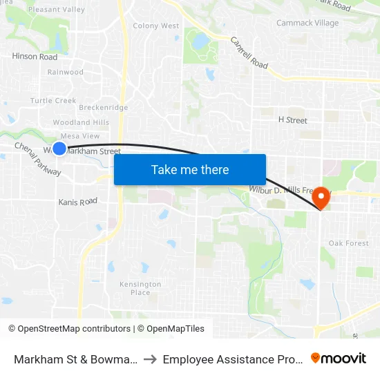 Markham St & Bowman Rd to Employee Assistance Program map