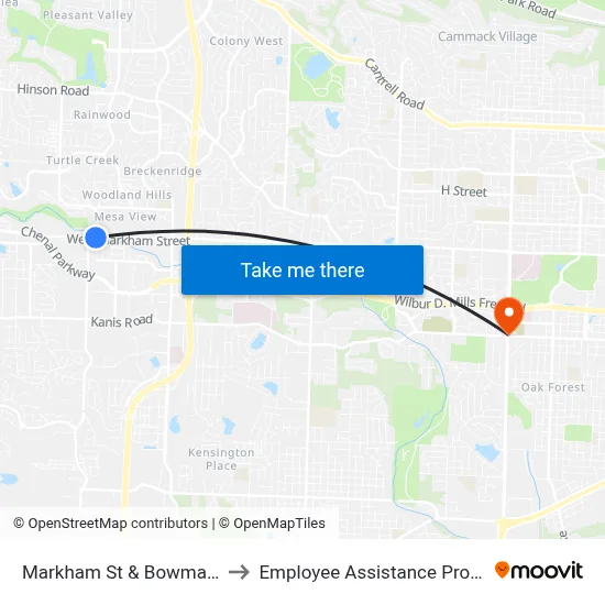 Markham St & Bowman Rd to Employee Assistance Program map