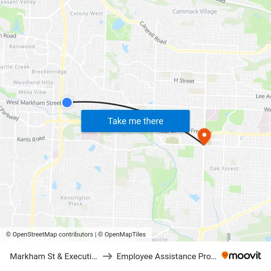Markham St & Executive Ct to Employee Assistance Program map