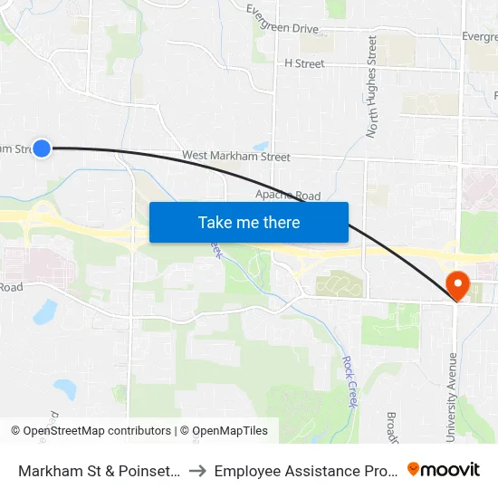 Markham St & Poinsetta Dr to Employee Assistance Program map