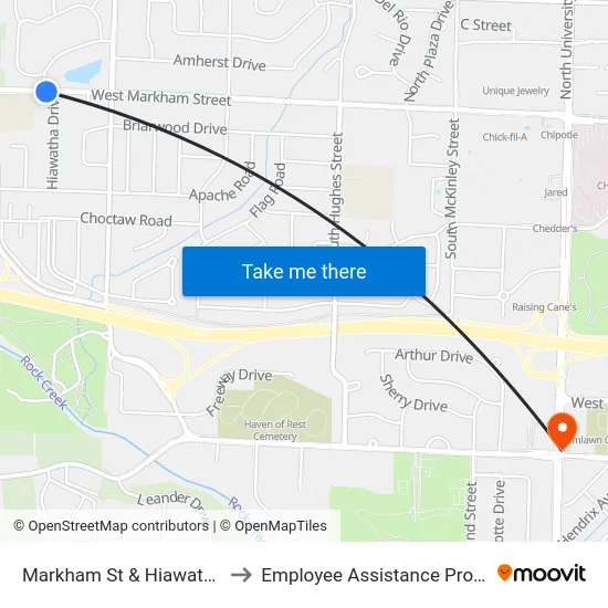 Markham St & Hiawatha Dr to Employee Assistance Program map