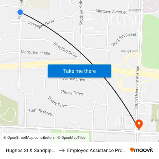 Hughes St & Sandpiper Dr to Employee Assistance Program map