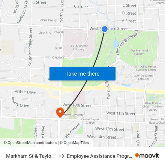 Markham St & Taylor St to Employee Assistance Program map