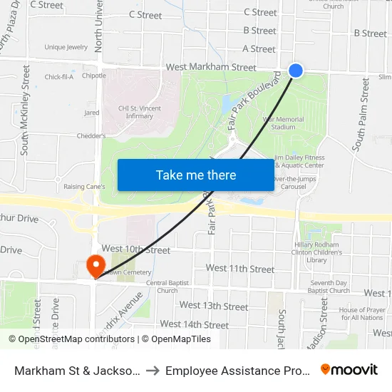 Markham St & Jackson St to Employee Assistance Program map