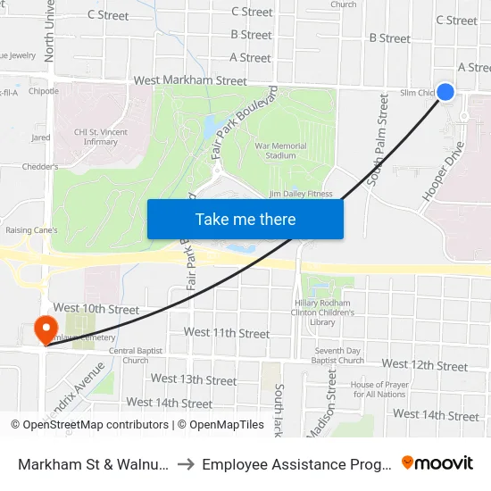 Markham St & Walnut St to Employee Assistance Program map